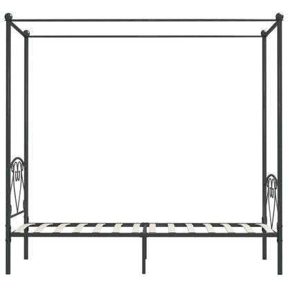 Canopy Bed Frame Grey Metal 90x200 cm