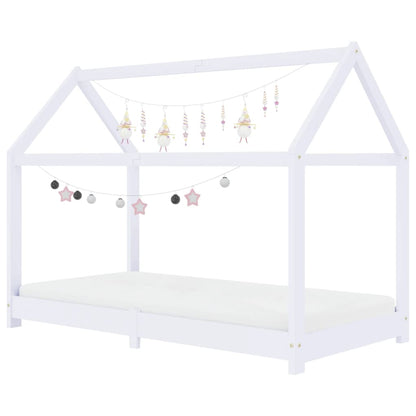 Kids Bed Frame White Solid Pine Wood 70x140 cm