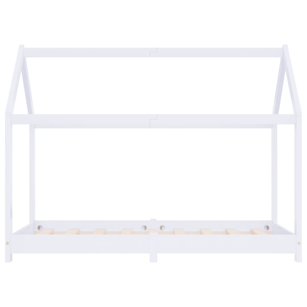 Kids Bed Frame White Solid Pine Wood 70x140 cm