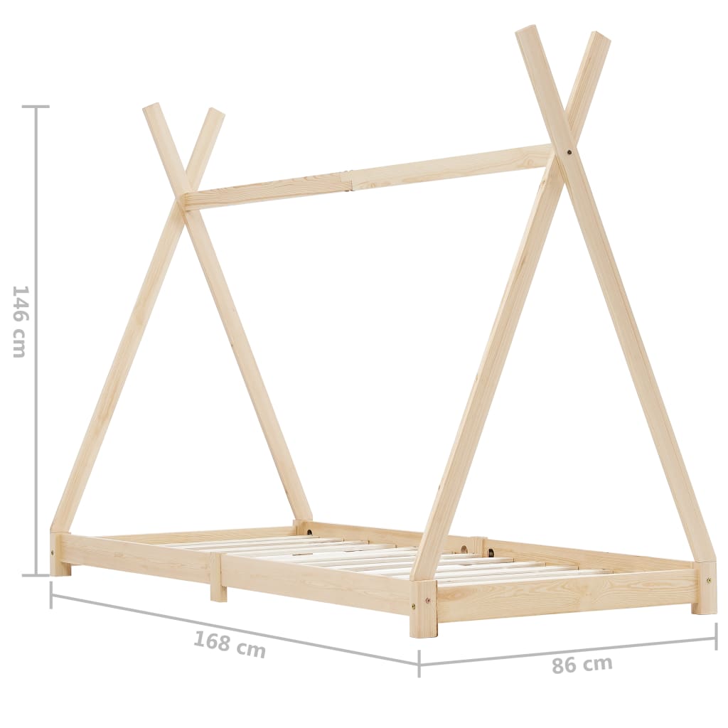 Kids Bed Frame Solid Pine Wood 80x160 cm