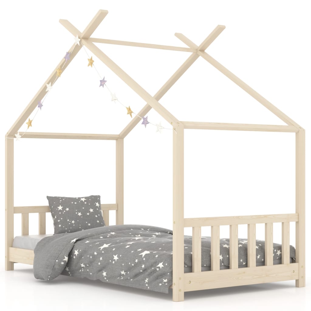 Kids Bed Frame Solid Pine Wood 70x140 cm