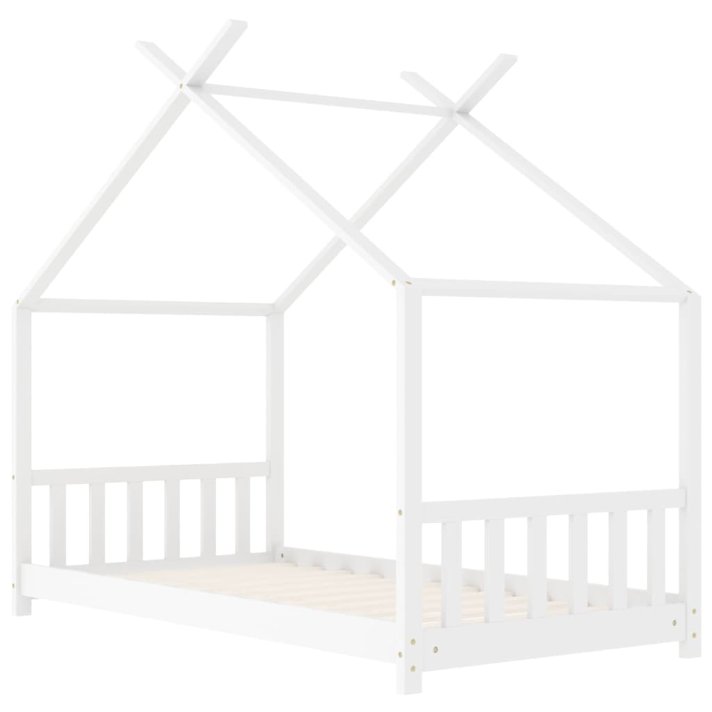 Kids Bed Frame White Solid Pine Wood 70x140 cm