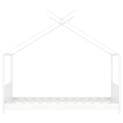 Kids Bed Frame White Solid Pine Wood 70x140 cm