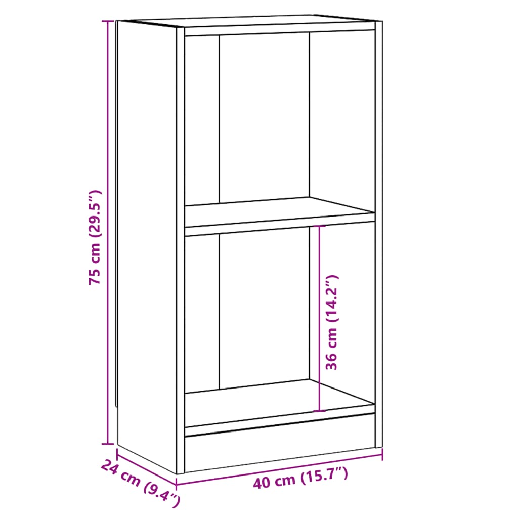 Bookshelf Sonoma Oak 40x24x75 cm Engineered Wood