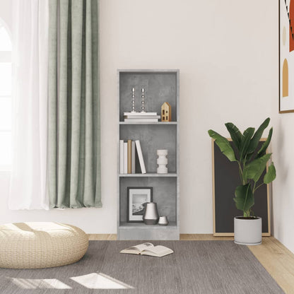 3-Tier Book Cabinet Concrete Grey 40x24x109 cm Engineered Wood