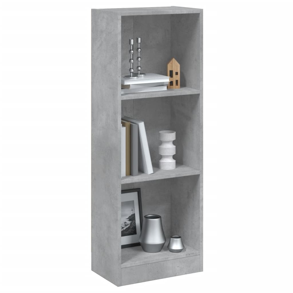 3-Tier Book Cabinet Concrete Grey 40x24x109 cm Engineered Wood