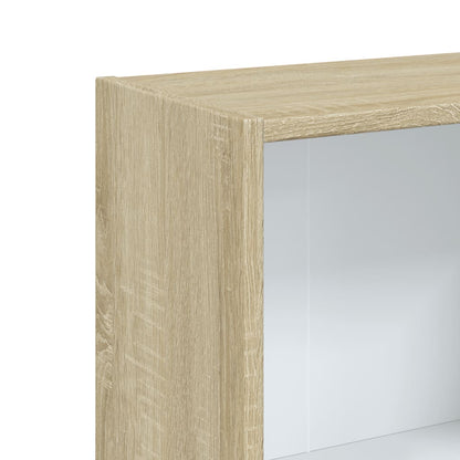 3-Tier Book Cabinet White and Sonoma Oak 40x24x109 cm Engineered Wood