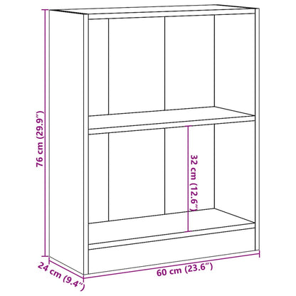 Bookshelf Sonoma Oak 60x24x76 cm Engineered Wood