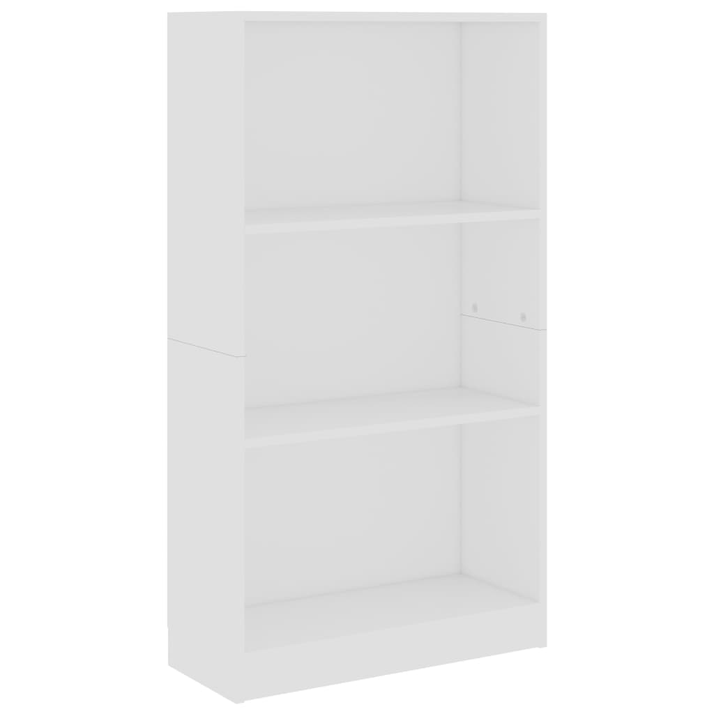 3-Tier Book Cabinet White 60x24x109 cm Engineered Wood