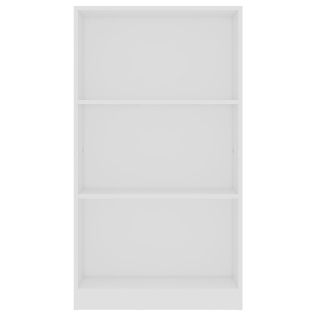 3-Tier Book Cabinet White 60x24x109 cm Engineered Wood