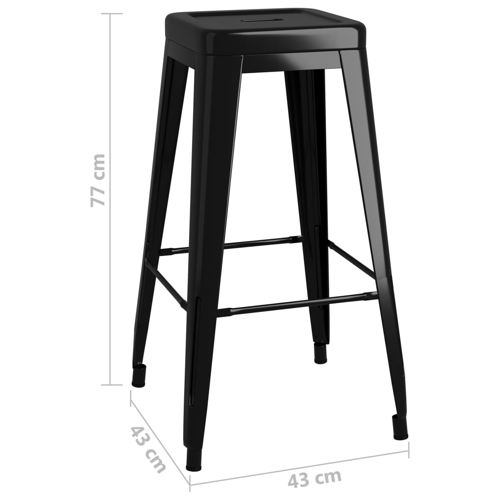 Bar Stools Stackable 2 pcs Black Metal