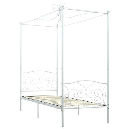 Canopy Bed Frame White Metal 90x200 cm