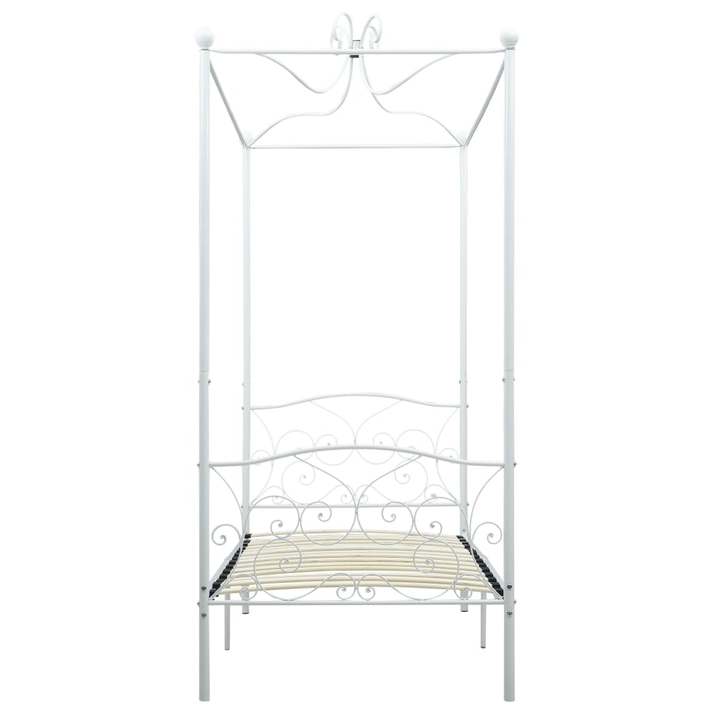 Canopy Bed Frame White Metal 90x200 cm