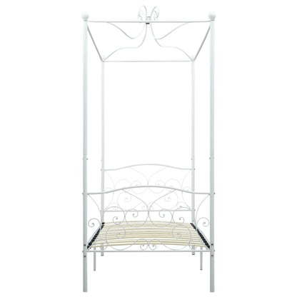 Canopy Bed Frame White Metal 90x200 cm