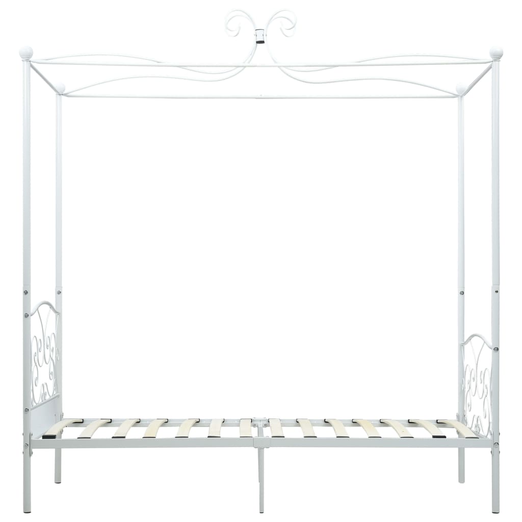 Canopy Bed Frame White Metal 90x200 cm