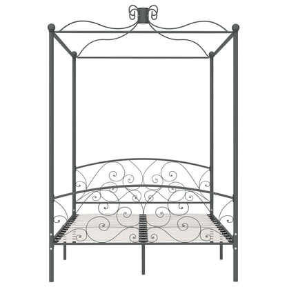 Canopy Bed Frame Grey Metal 140x200 cm