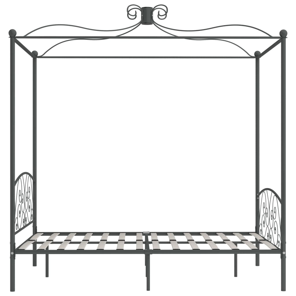 Canopy Bed Frame Grey Metal 140x200 cm