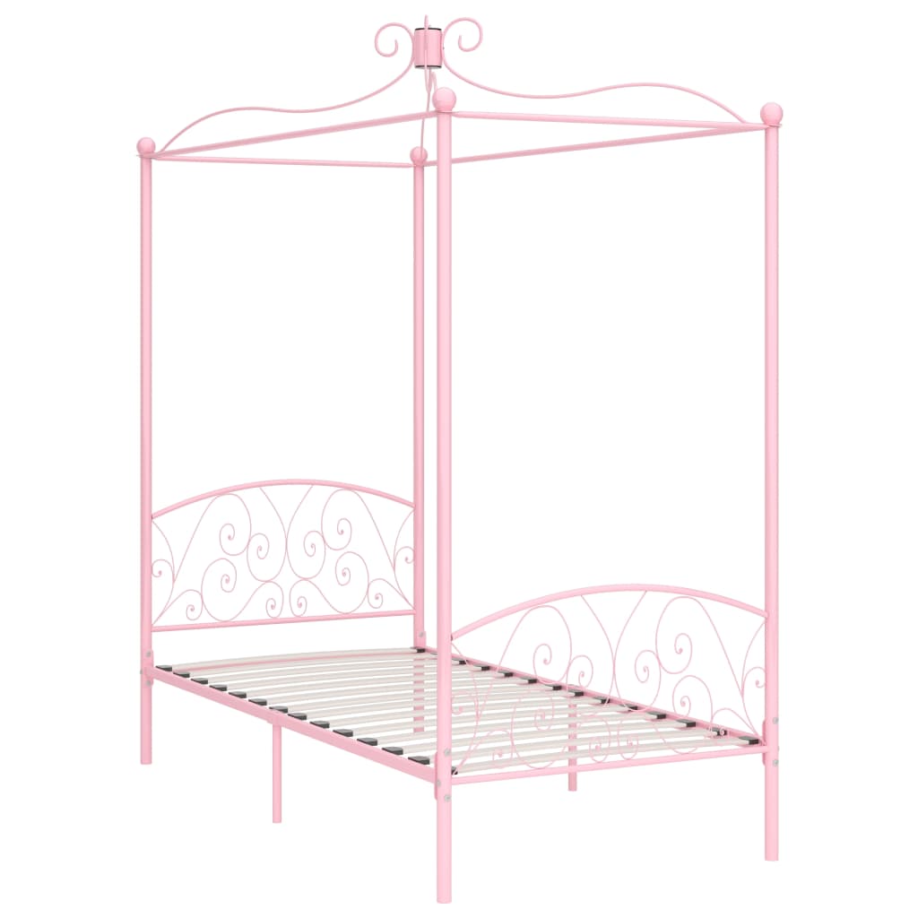 Canopy Bed Frame Pink Metal 90x200 cm