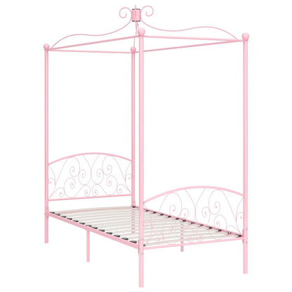 Canopy Bed Frame Pink Metal 90x200 cm