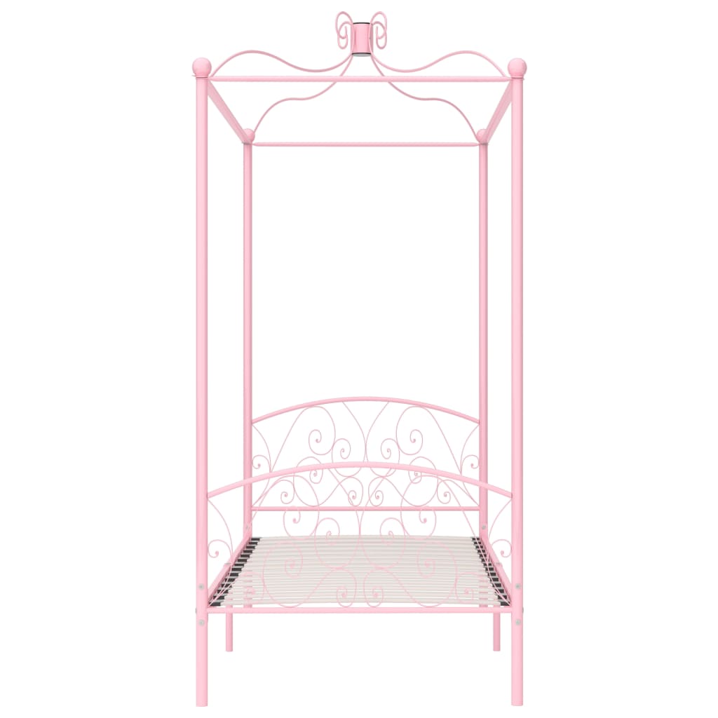 Canopy Bed Frame Pink Metal 90x200 cm