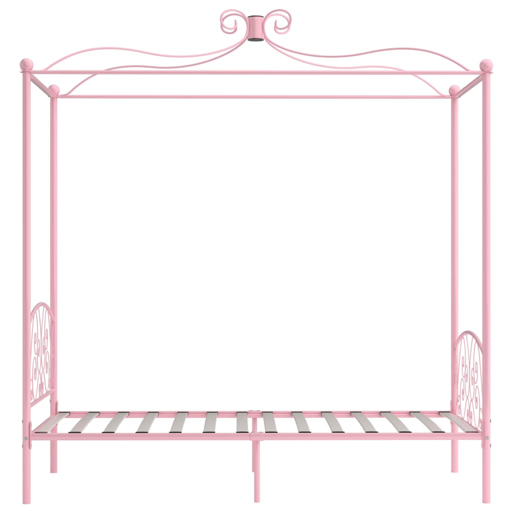 Canopy Bed Frame Pink Metal 90x200 cm