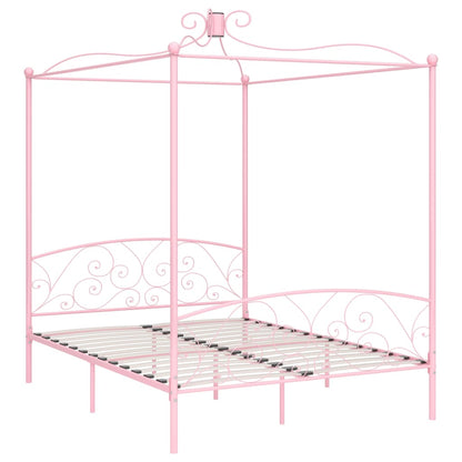 Canopy Bed Frame Pink Metal 160x200 cm