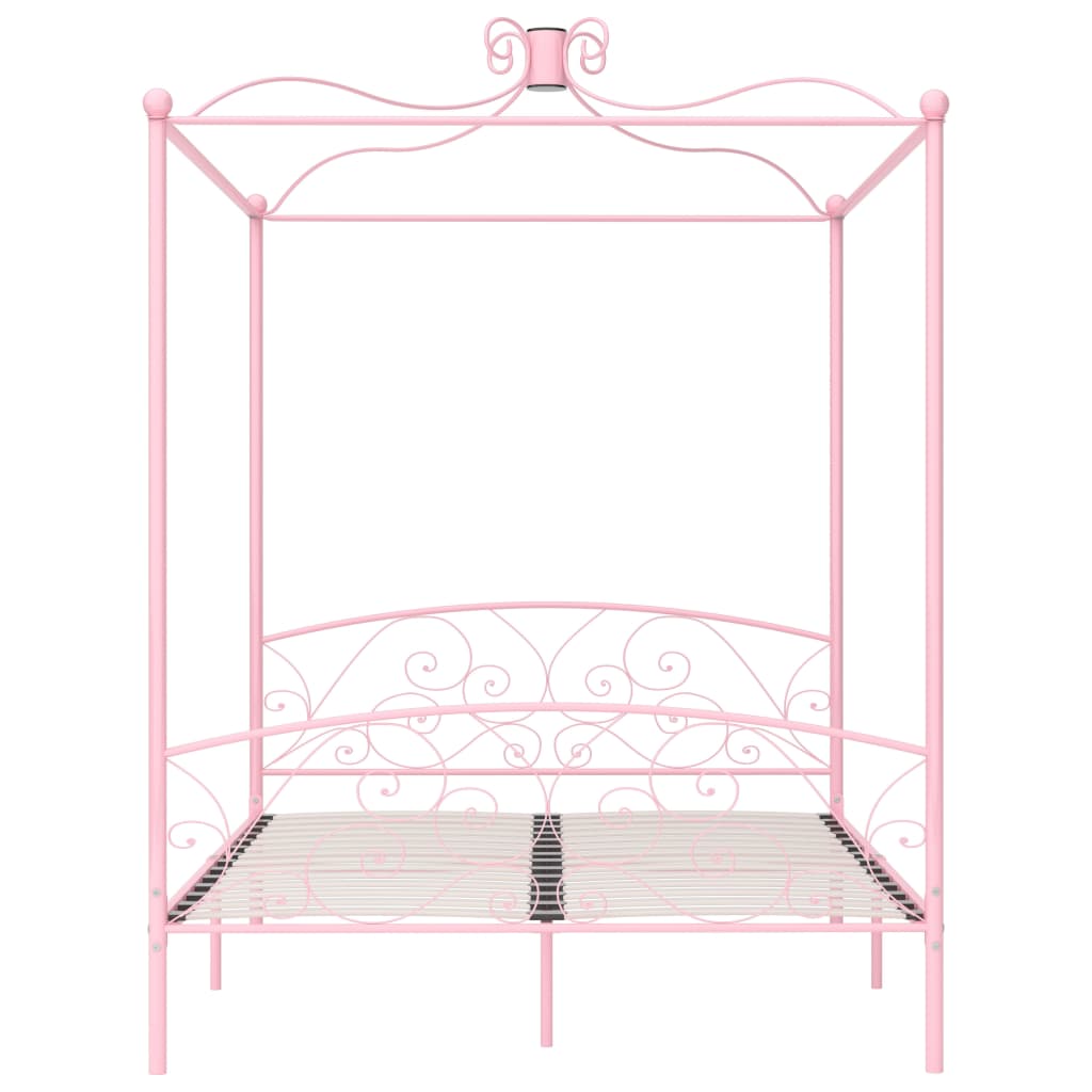 Canopy Bed Frame Pink Metal 160x200 cm