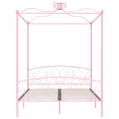 Canopy Bed Frame Pink Metal 160x200 cm