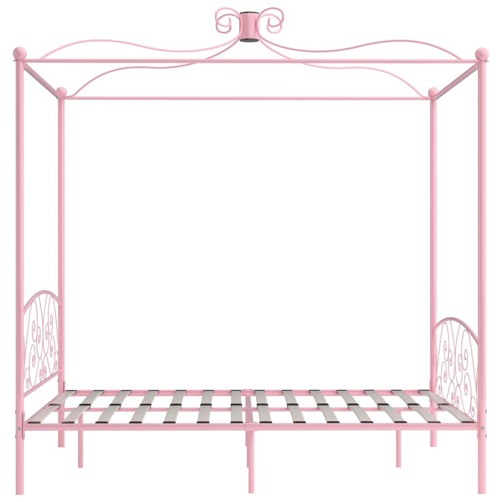 Canopy Bed Frame Pink Metal 160x200 cm