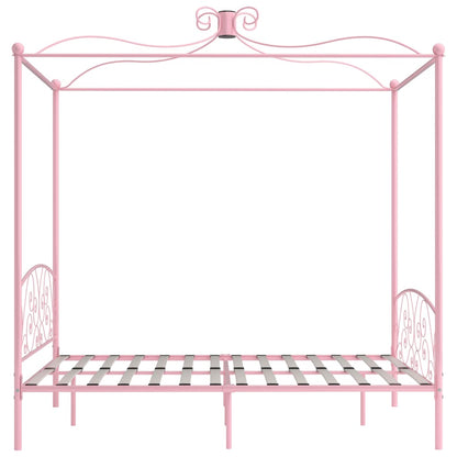 Canopy Bed Frame Pink Metal 160x200 cm