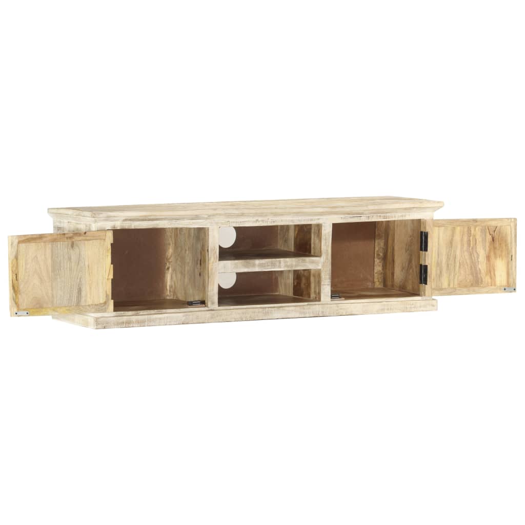 TV Cabinet White 130x30x36 cm Solid Mango Wood