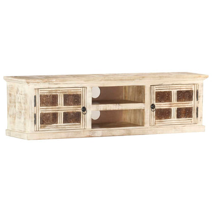 TV Cabinet White 130x30x36 cm Solid Mango Wood