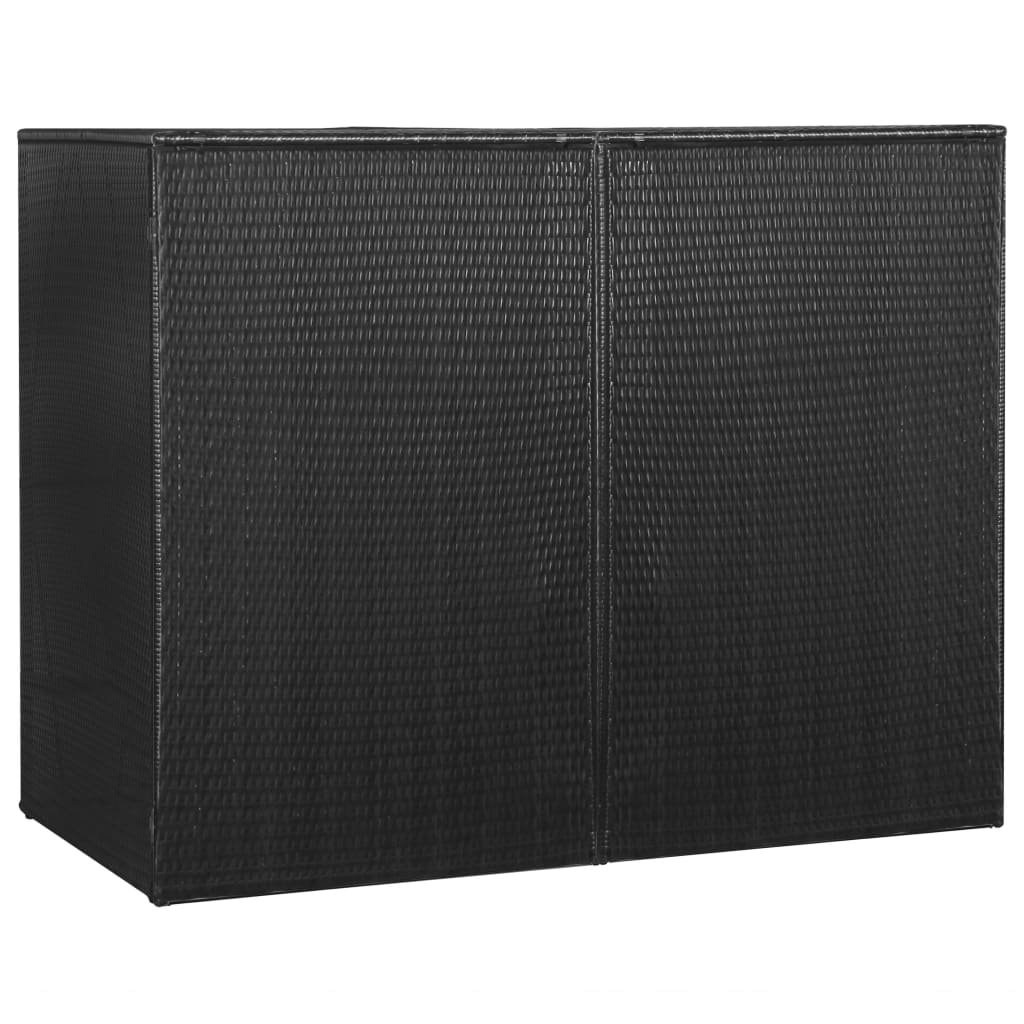 Double Wheelie Bin Shed Black 153x78x120 cm Poly Rattan