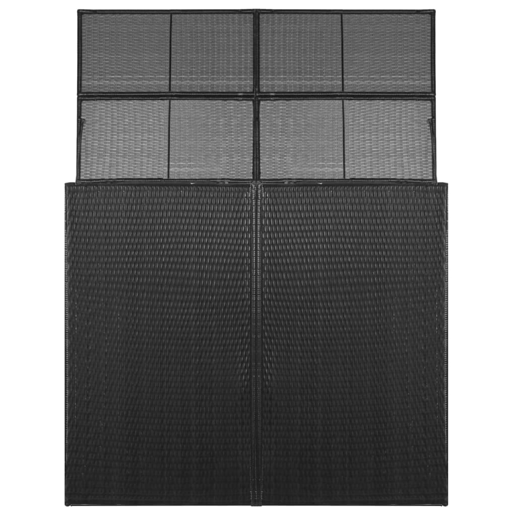 Double Wheelie Bin Shed Black 153x78x120 cm Poly Rattan