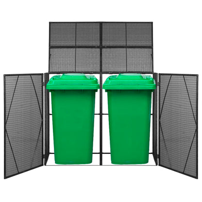 Double Wheelie Bin Shed Black 153x78x120 cm Poly Rattan