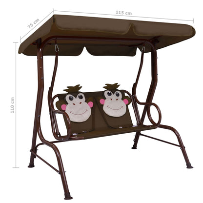 Kids Swing Bench Brown 115x75x110 cm Fabric