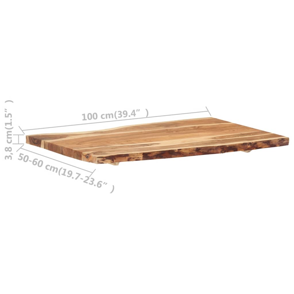 Table Top Solid Acacia Wood 100x(50-60)x3.8 cm