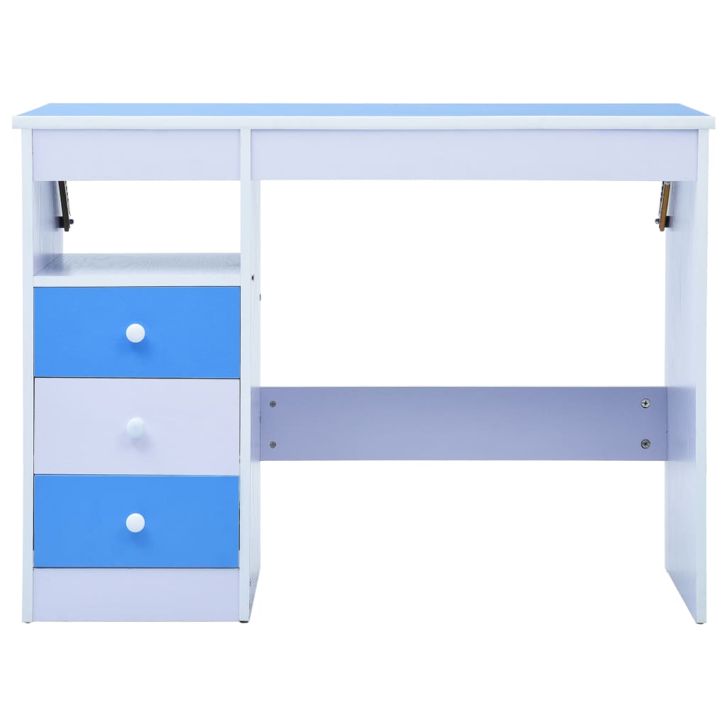 Children Drawing Study Desk Tiltable Blue and White