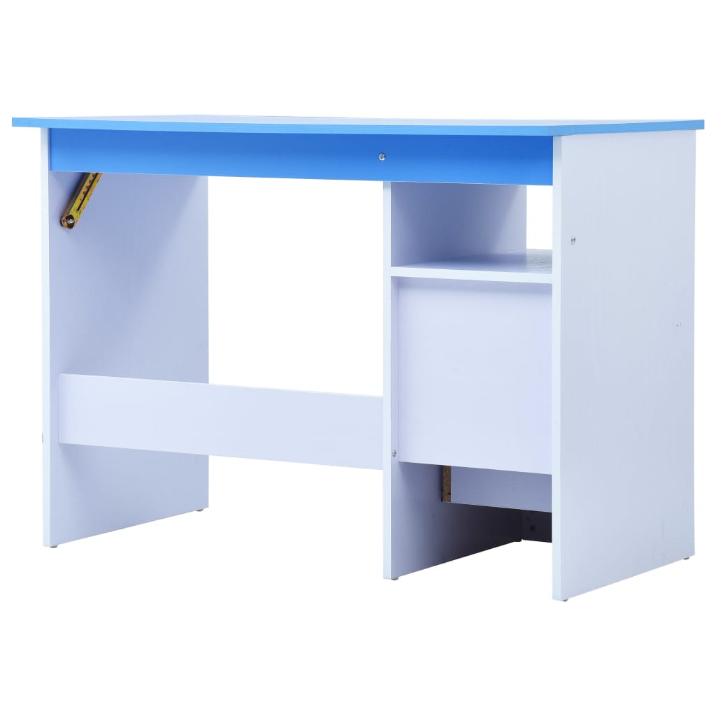 Children Drawing Study Desk Tiltable Blue and White