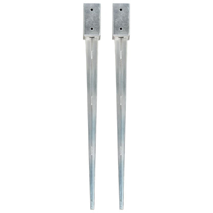 Ground Spikes 2 pcs Silver 7x7x90 cm Galvanised Steel