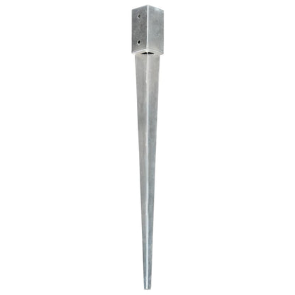 Ground Spikes 2 pcs Silver 7x7x90 cm Galvanised Steel