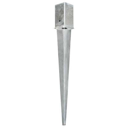 Ground Spikes 2 pcs Silver 8x8x76 cm Galvanised Steel