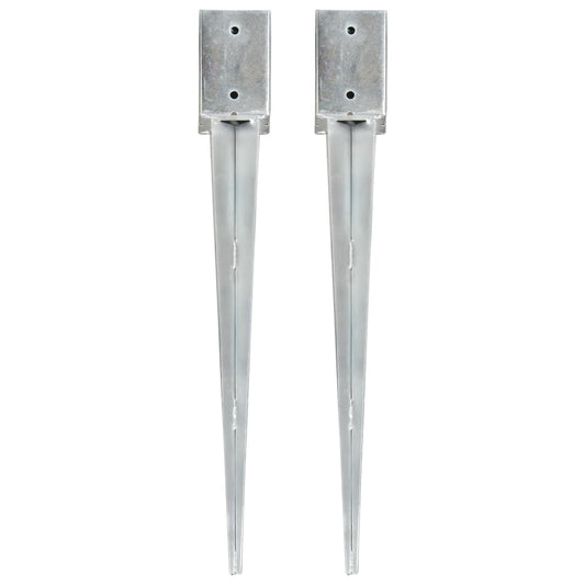 Ground Spikes 2 pcs Silver 9x9x75 cm Galvanised Steel