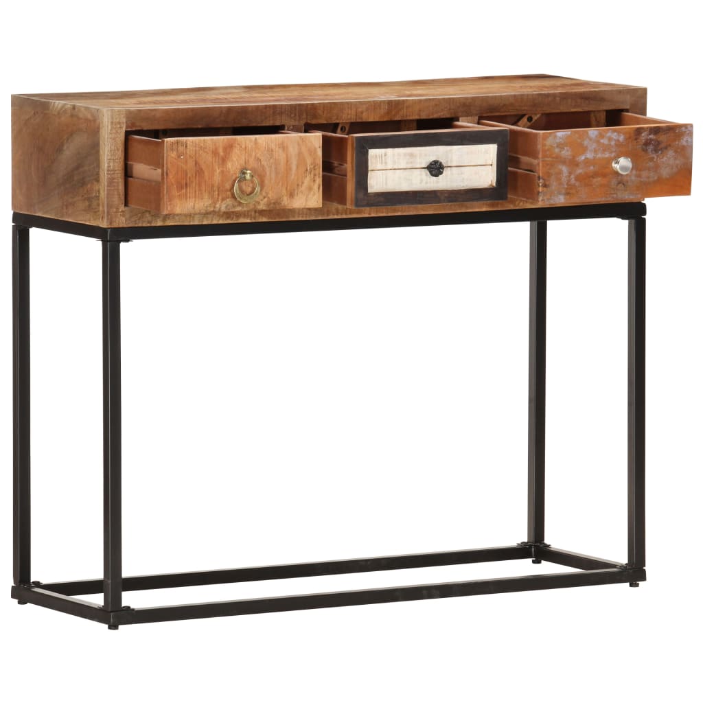 Console Table Gold 90x30x75 cm Solid Reclaimed Wood