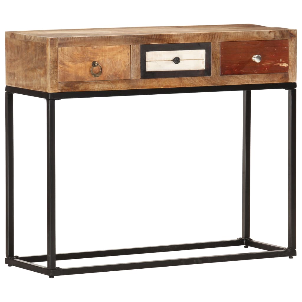 Console Table Gold 90x30x75 cm Solid Reclaimed Wood