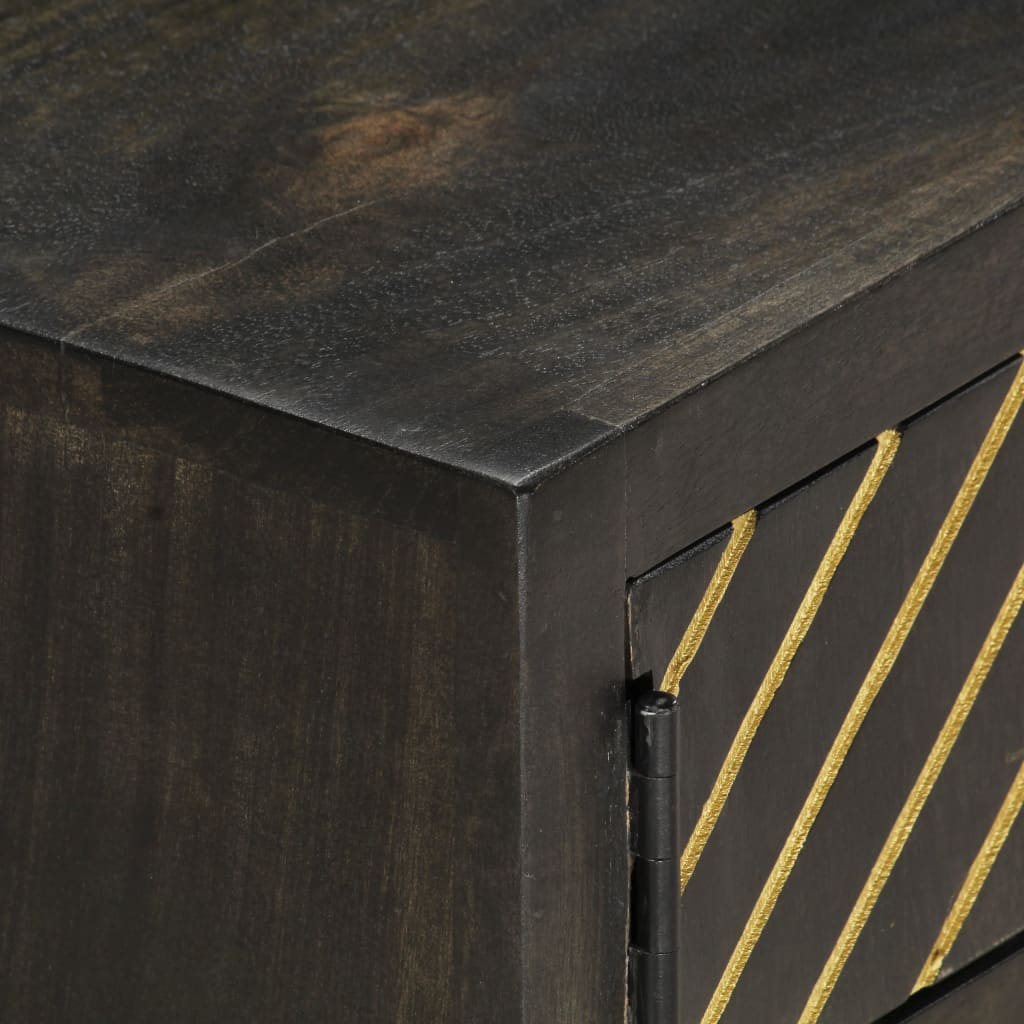 Coffee Table Black and Gold 90x50x35 cm Solid Mango Wood