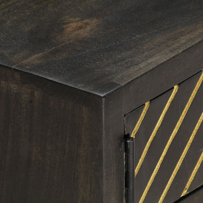 Coffee Table Black and Gold 90x50x35 cm Solid Mango Wood