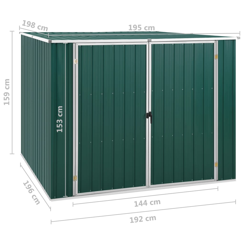 Garden Shed Green 195x198x159 cm Galvanised Steel