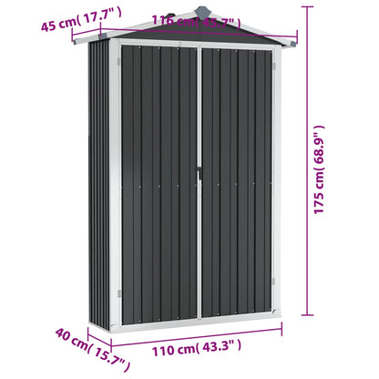 Garden Shed Anthracite 116x45x175 cm Galvanised Steel