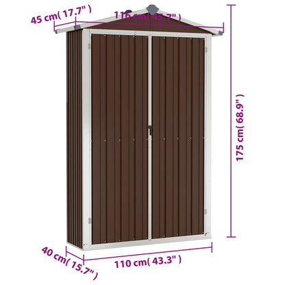 Garden Shed Brown 116x45x175 cm Galvanised Steel